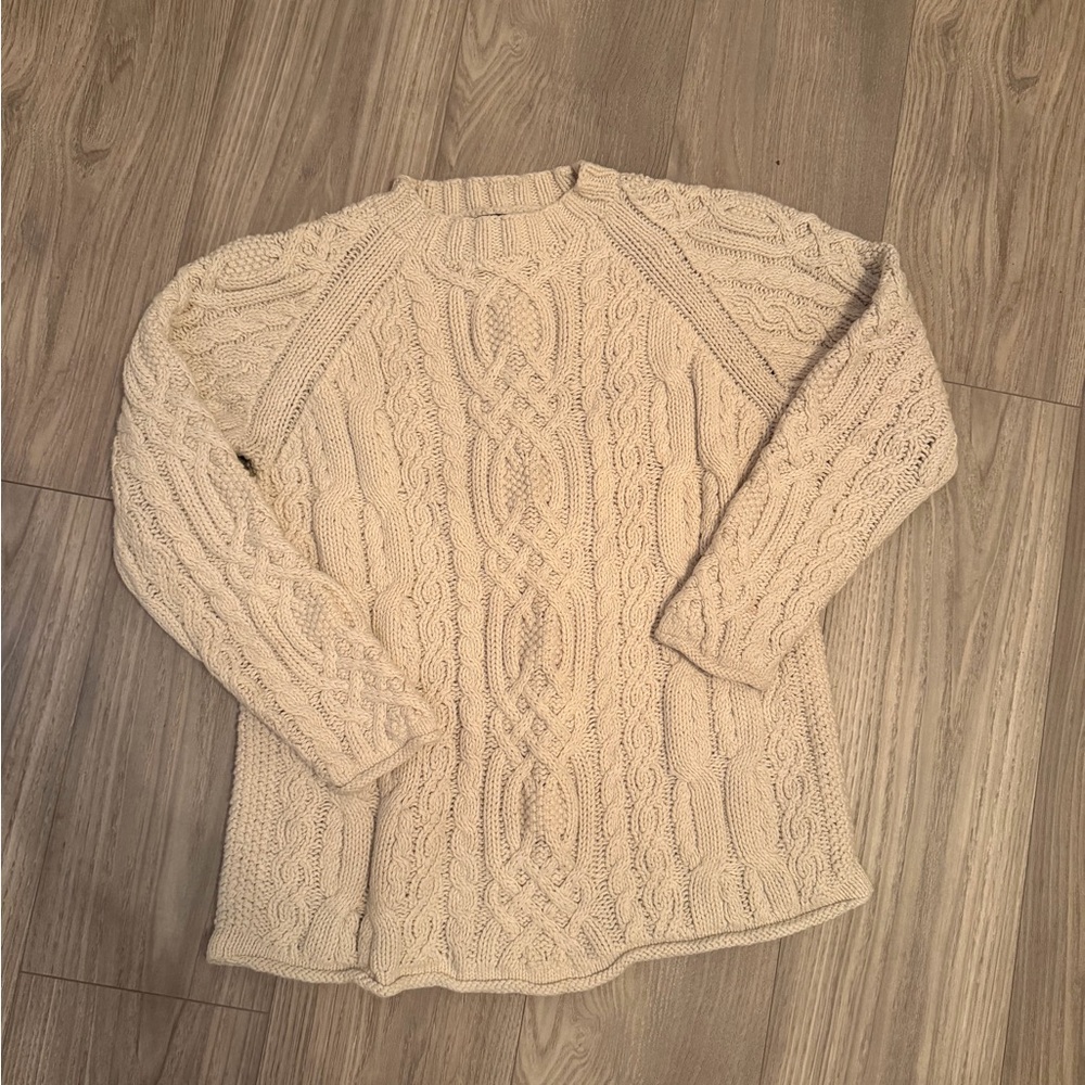 Abercrombie & Fitch Cream Cable Knit Sweater Size S | Ramie Cotton Blend